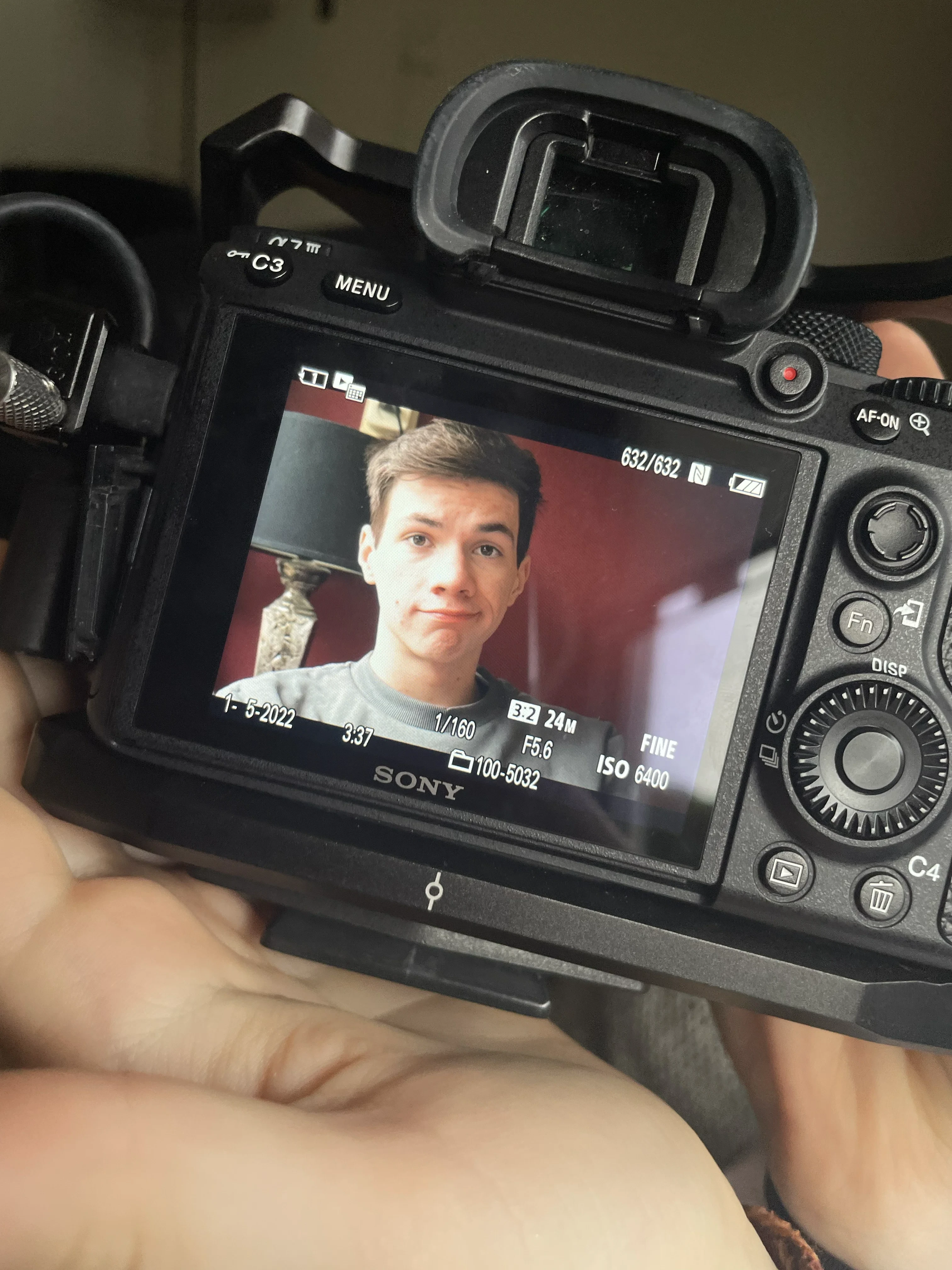 Pepijn in een camera preview